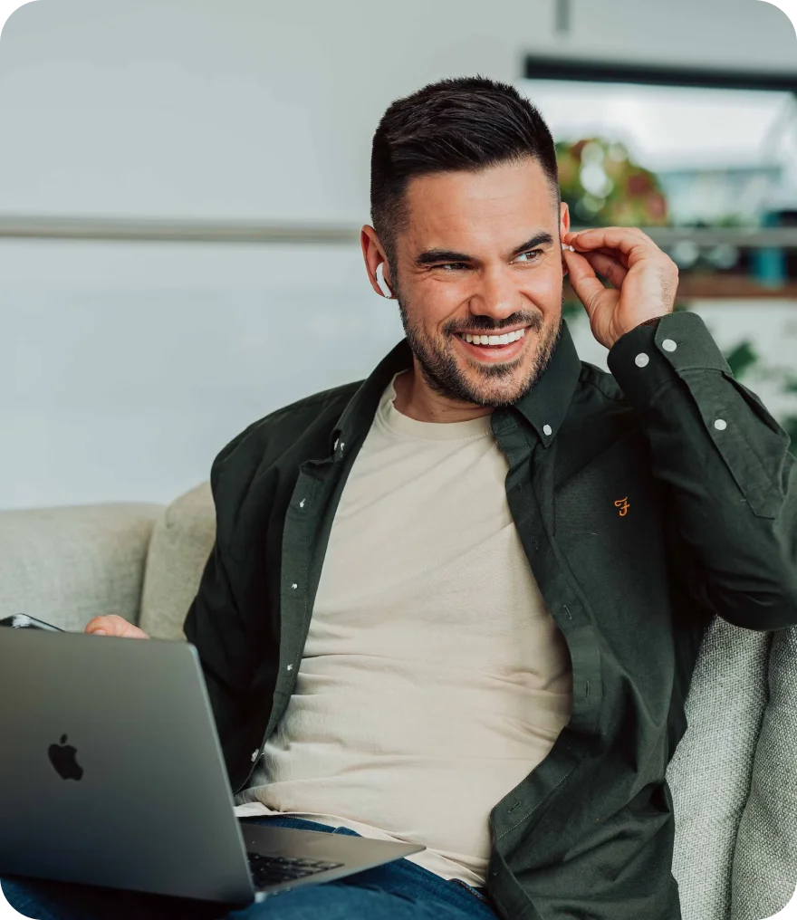 Man on his computer looking for Law Firm Seo Services