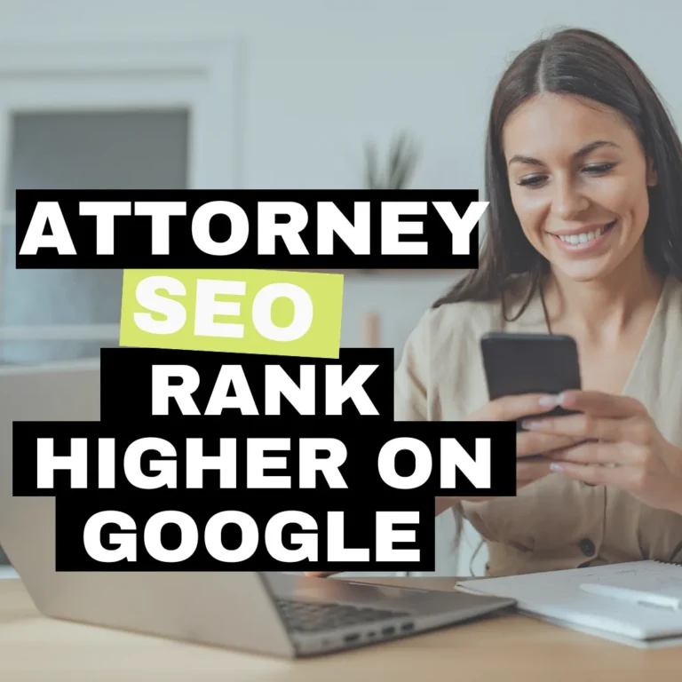 A professional looking at her phone - and text Attorney SEO