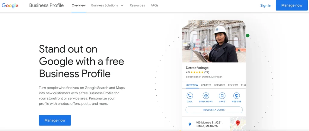Google My Business profile screenshot