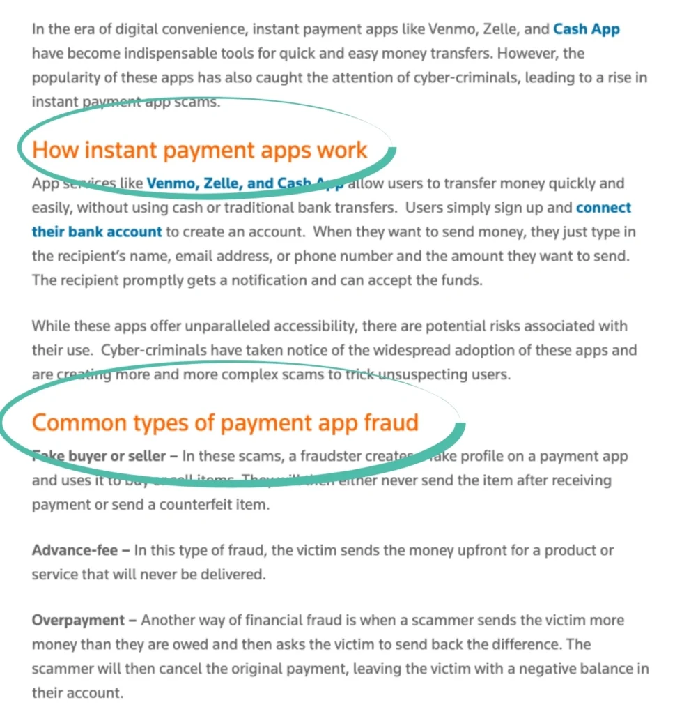 Sample use of headings for legal content marketing