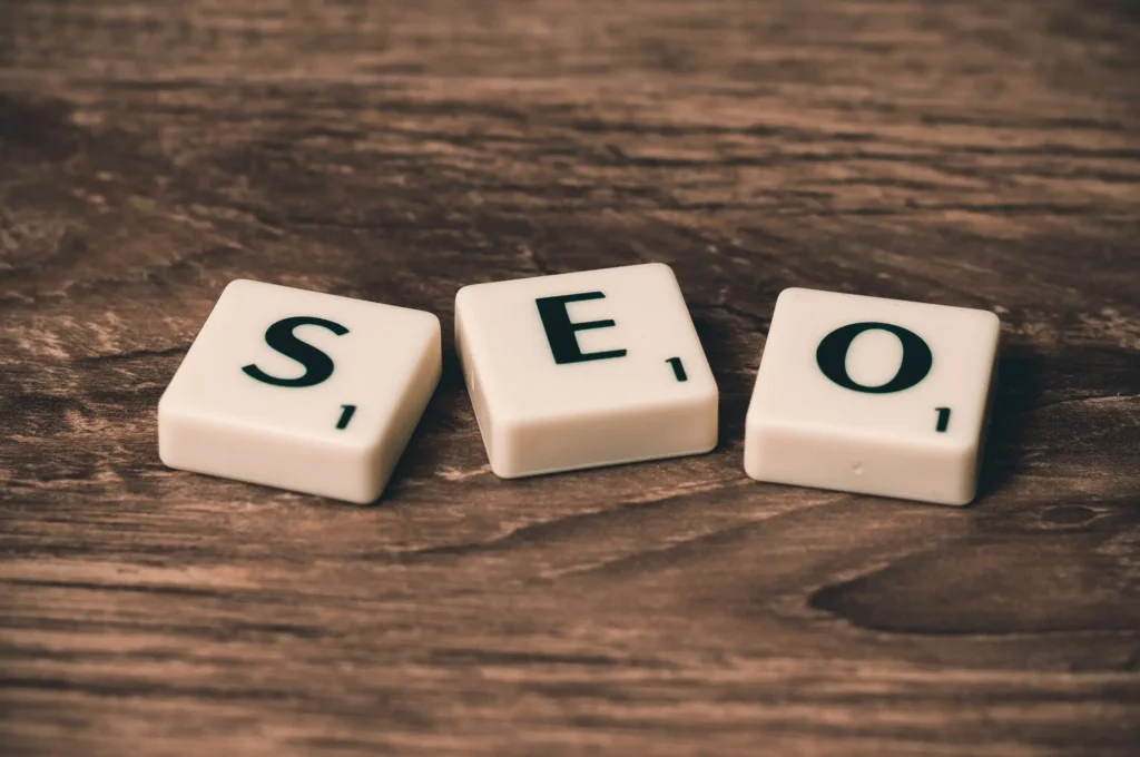 SEO spelled out using scrabble tiles